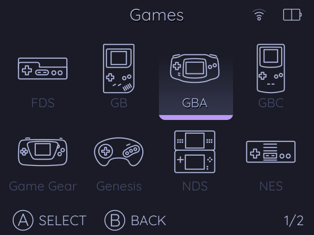 Game Systems Screen