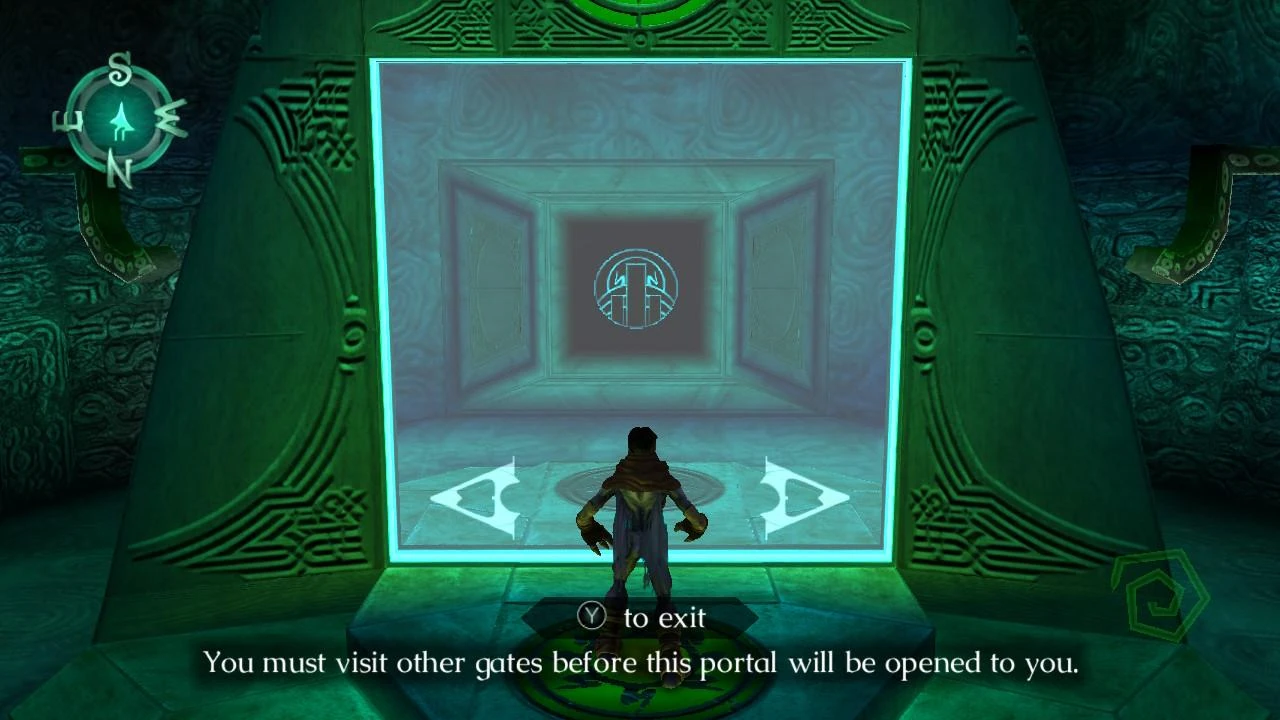 Raziel about to go through a teleportation gate.