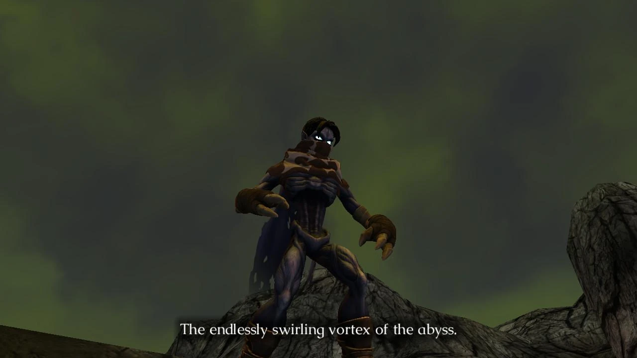 Raziel stares at the abyss on which he fell 500 years ago.
