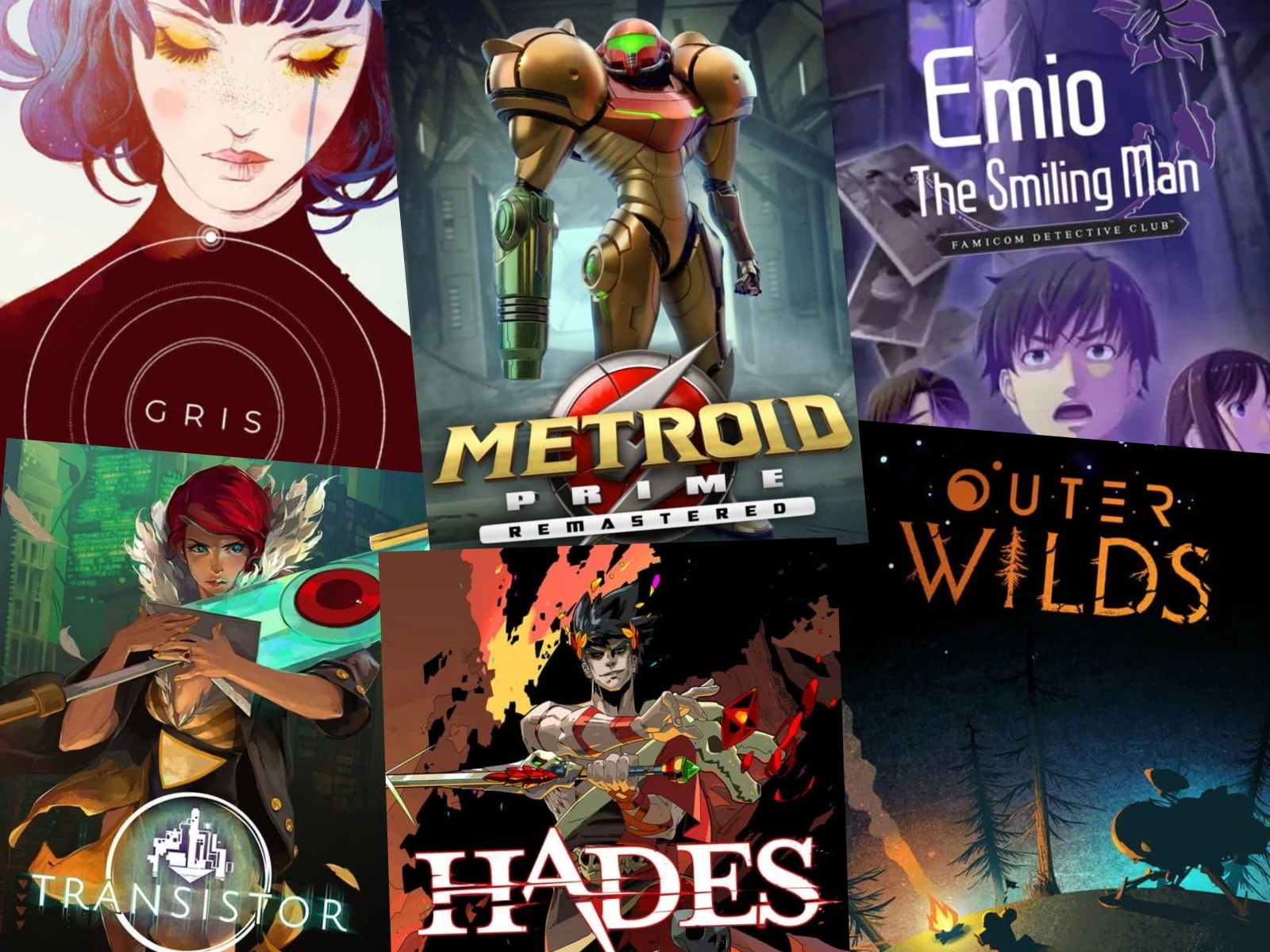 Collage with artwork of the completed games